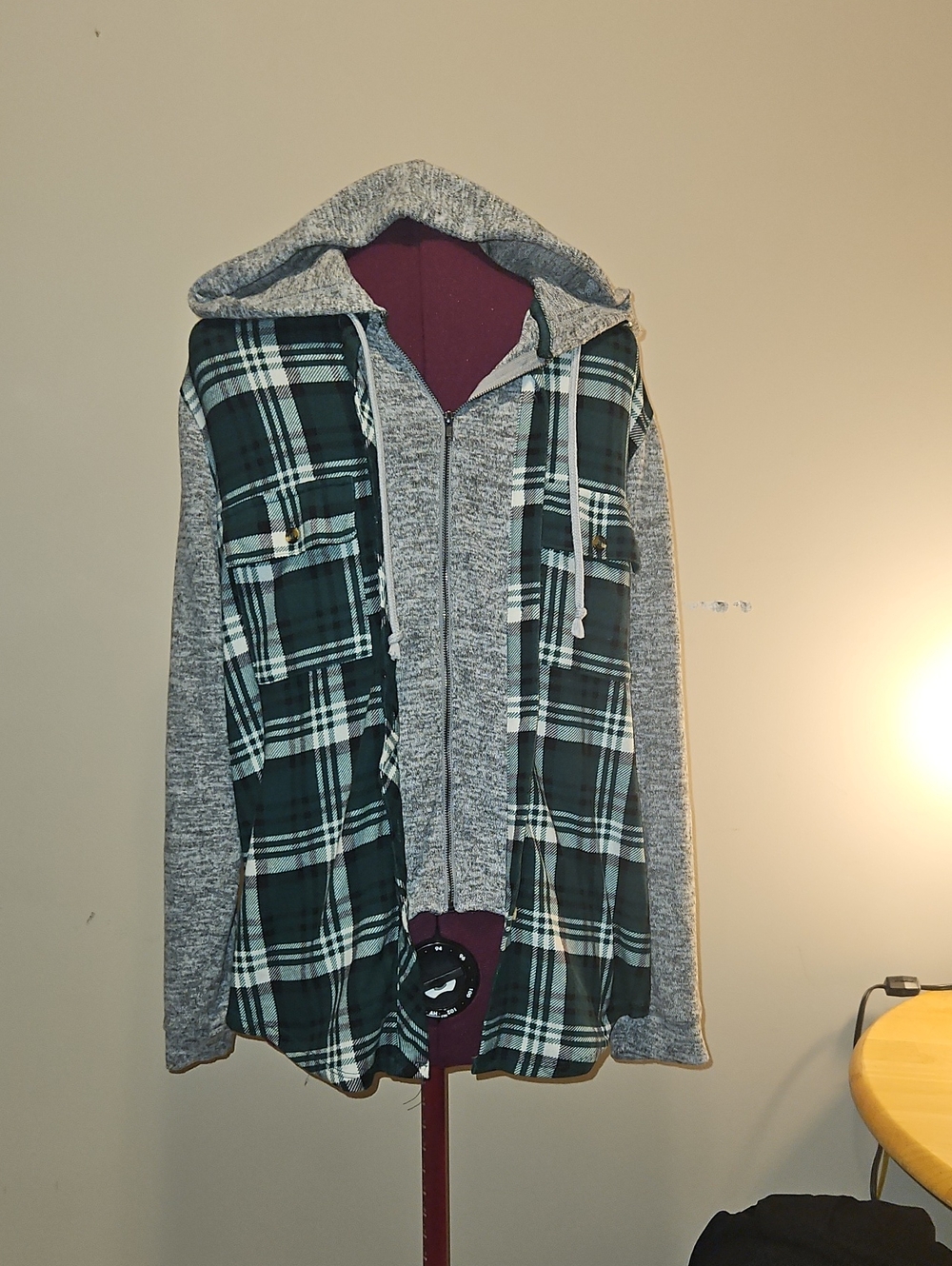 No Boundaries Plaid Layered Look Hoodie